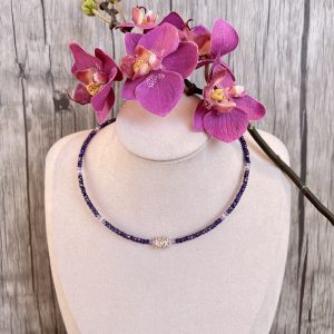 collier zircon violet rondelle swarovski