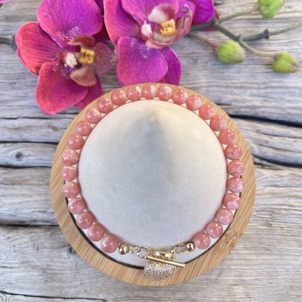 bracelet en rhodochrosite et or