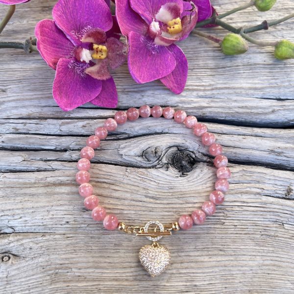 bracelet rhodochrosite et plaqué or