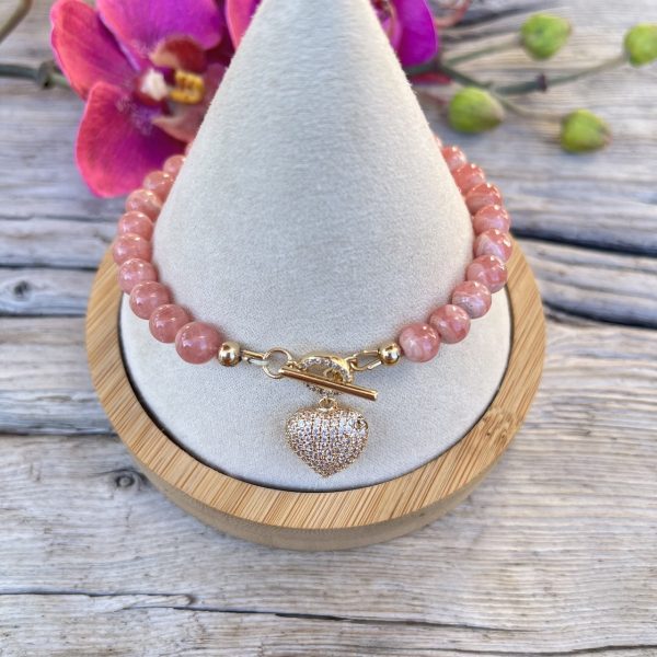 bracelet rhodochrosite et plaqué or