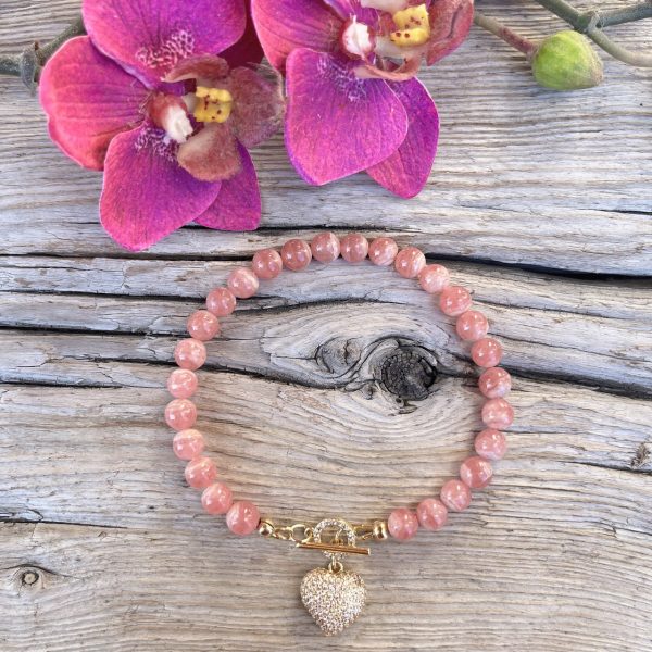 bracelet rhodochrosite et plaqué or