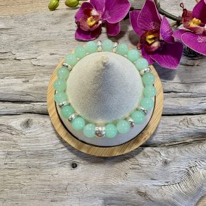 Bracelet de chrysoprase et argent massif