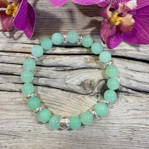 Bracelet de chrysoprase et argent massif