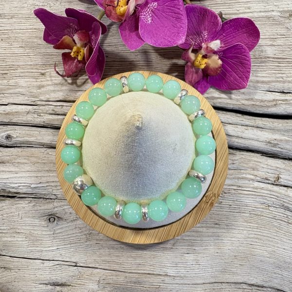 Bracelet de chrysoprase et argent massif