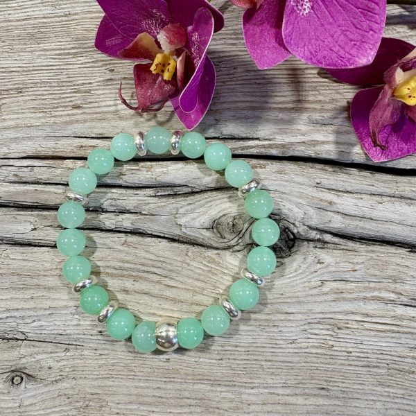 Bracelet de chrysoprase et argent massif
