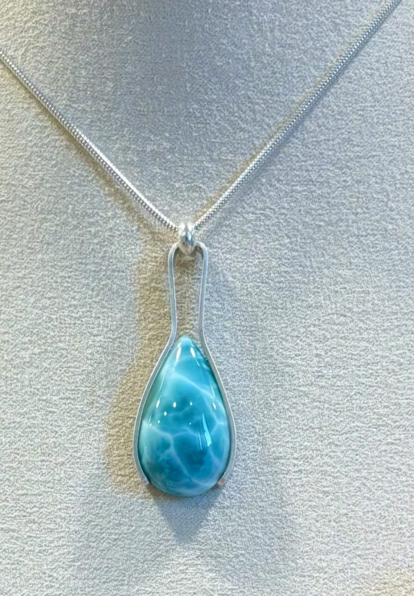 Collier pendentif de larimar et argent