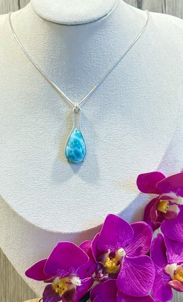 Collier pendentif de larimar et argent