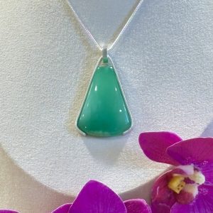 collier pendentif de chrysoprase et argent
