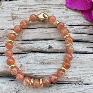 bracelet en sunstone et plaqué or