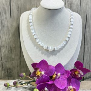 collier en sélénite et argent 925