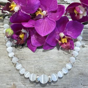 collier en sélénite et argent 925