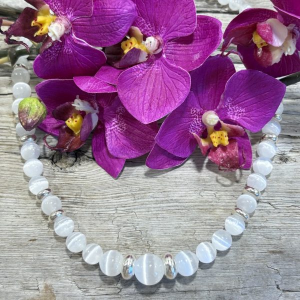 collier en sélénite et argent 925