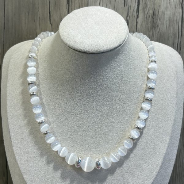 collier en sélénite et argent 925