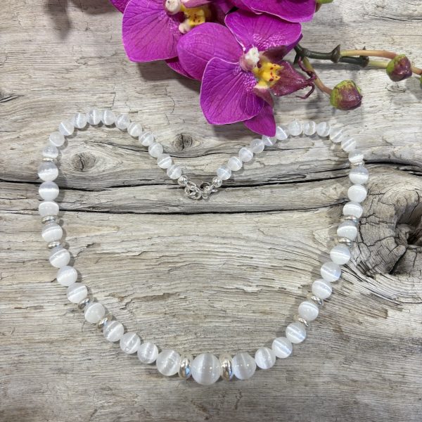 collier en sélénite et argent 925