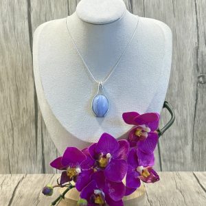 collier pendentif agate dentelle et argent