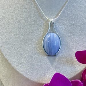 collier pendentif agate dentelle et argent