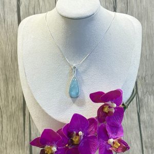 collier pendentif aigue marine et argent
