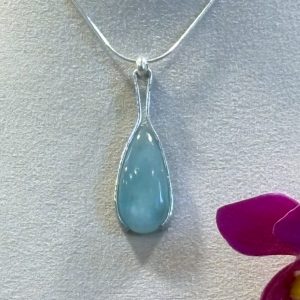 collier pendentif aigue marine et argent