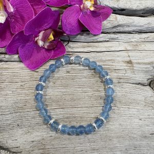 bracelet 6mm aigue marine argent