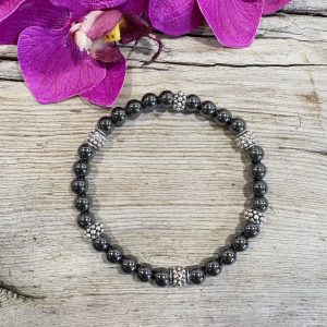 bracelet Hématite et argent 6mm