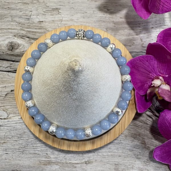 bracelet angelite 6mm et argent