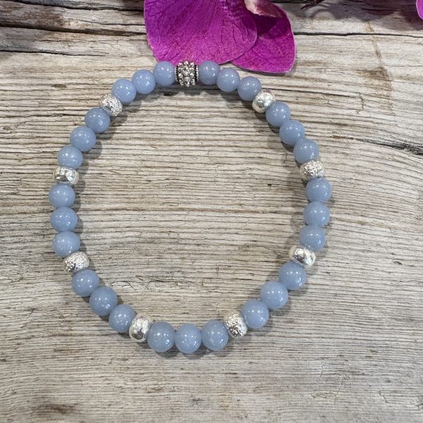 bracelet angelite 6mm et argent