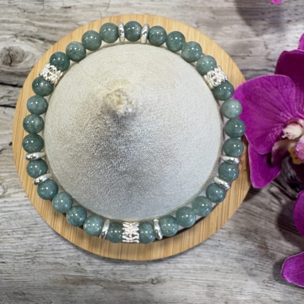 bracelet jadeite 6mm et argent