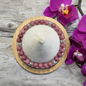 bracelet rhodonite 6mm et argent