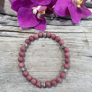 bracelet rhodonite 6mm et argent