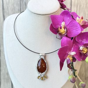 soft so;dering cornaline et Zircons collier de cornaline et zircons jaune sur étain et argent