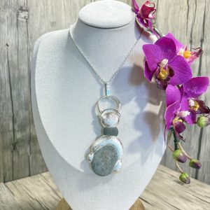 Sautoir pierre des fées electroformé en argent