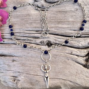 Collier ethnique lapis lazuli et plaqué argent