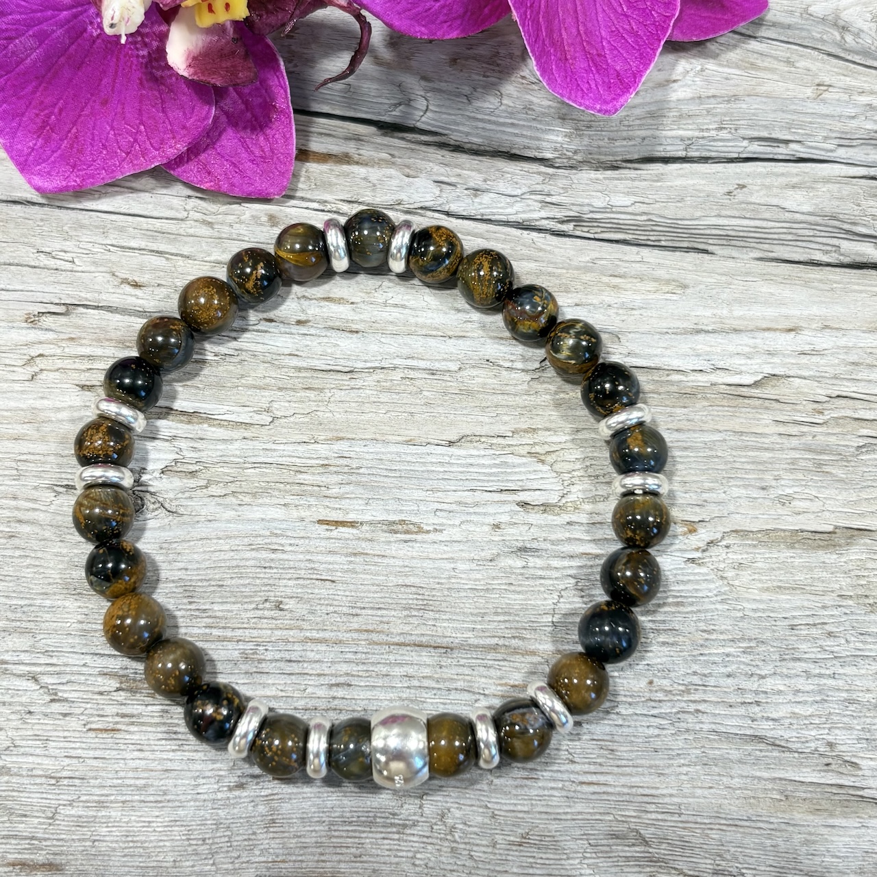 Bracelet en pietersite et argent