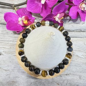 Bracelet oeil de fer et oeil de tigre et argent