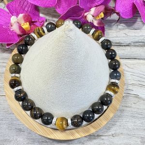 bracelet oeil de fer et oeil de tigre et argent 4 Bracelet oeil de fer et oeil de tigre et argent