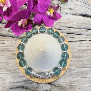 Bracelet de fluorite verte de 10mm et argent 925