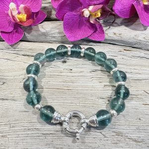 bracelet en fluorite verte 10mm et argent 2 Bracelet de fluorite verte de 10mm et argent 925