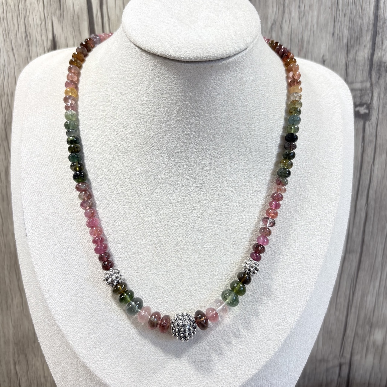 Collier Tourmaline multicolore et argent