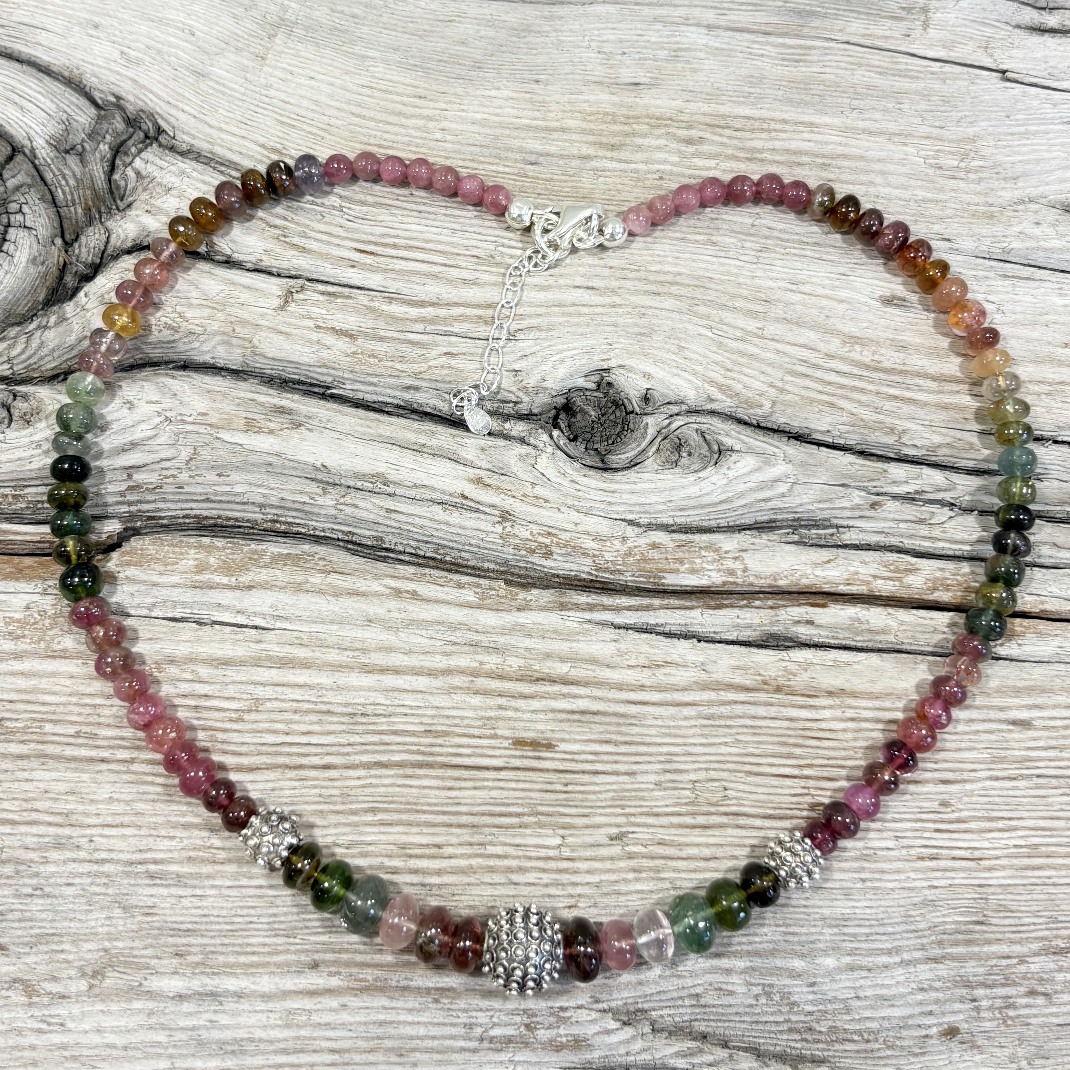 Collier Tourmaline multicolore et argent