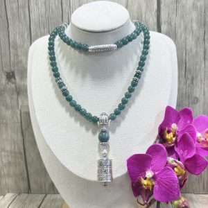 Sautoir en jade bleu Guatemaltèque et argent 925