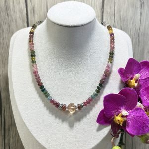 Collier tourmaline multicolore et argent 925