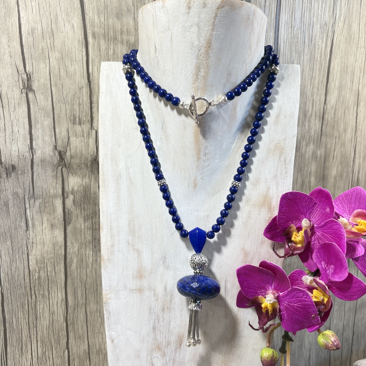 Mala Lapis Lazuli 4a et argent 925