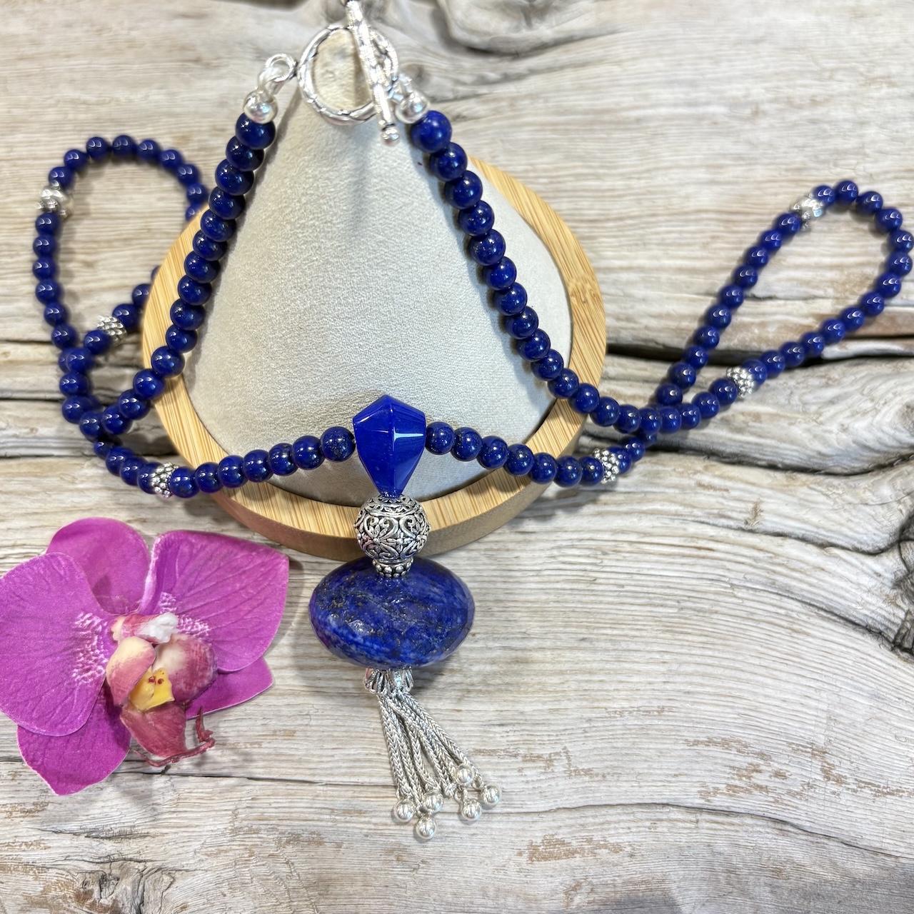 Mala Lapis Lazuli 4a et argent 925