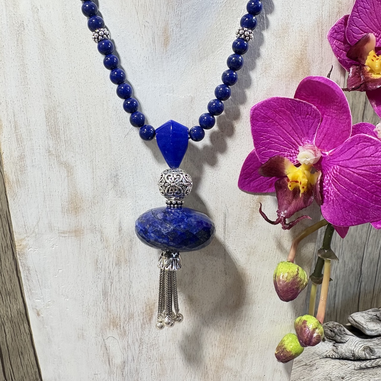 Mala Lapis Lazuli 4a et argent 925