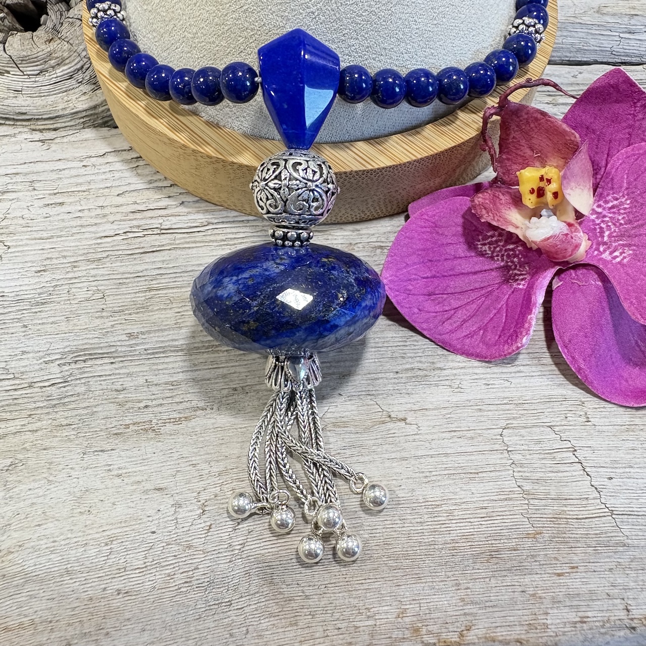 Mala Lapis Lazuli 4a et argent 925