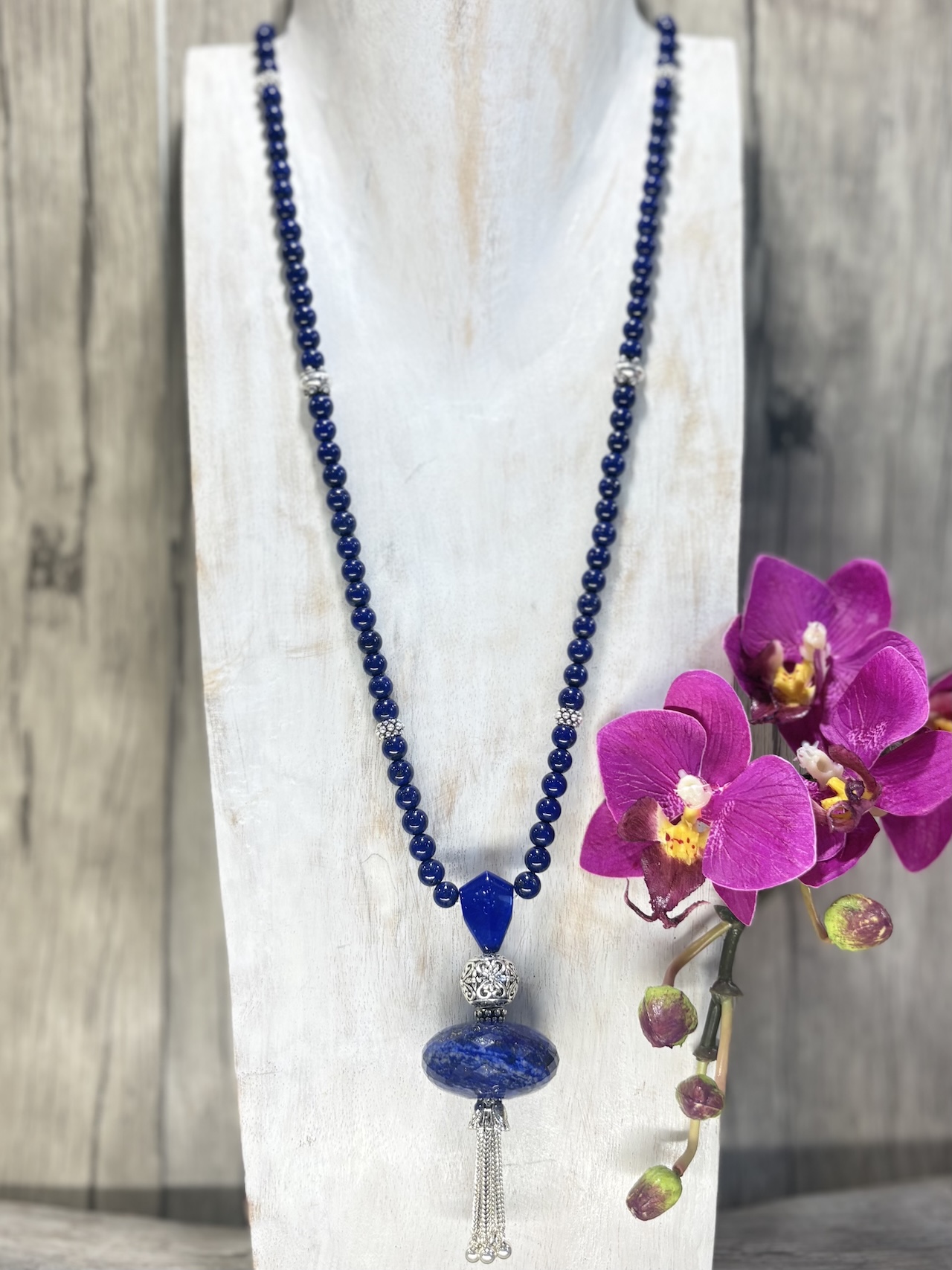 Mala Lapis Lazuli 4a et argent 925