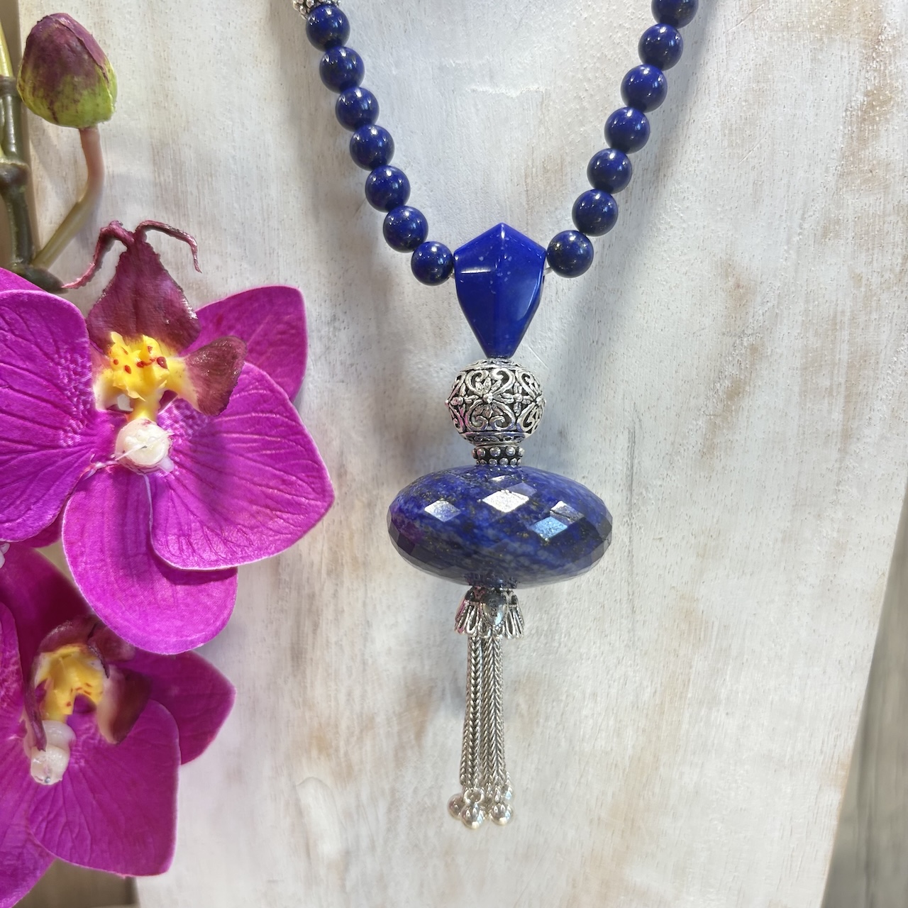 Mala Lapis Lazuli 4a et argent 925