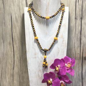 mala oeil de tigre et ambre baltique 1 Mala Oeil de Tigre et Ambre baltique