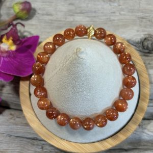 Bracelet sunstone 4a plaque or