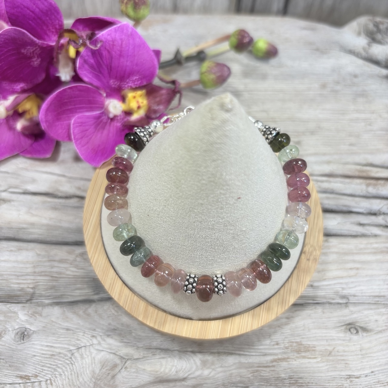 Tourmaine bracelet 3a+ et argent 925